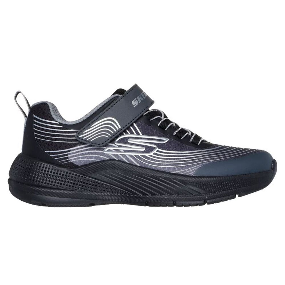 Skechers Boys Microspec Advance Sneakers / Black/Silver/White